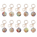 Fashion Colorful 7 Chakra Hexagram Resin Crushed Stone Pendant Keychain Golden Rune Bag Keychain Decoration Custom Jewelry Gift