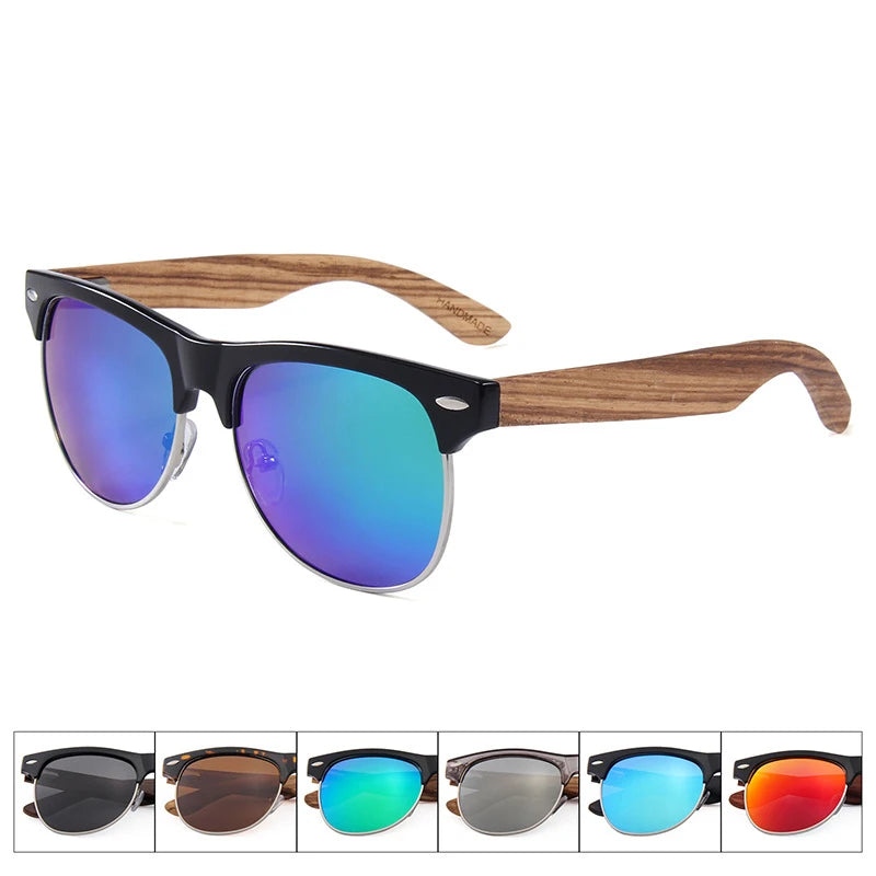 Cheap Price Summer TAC UV400 Polarized Lenses Sunglasses Unisex Engraved Logo Natural Wood Frame