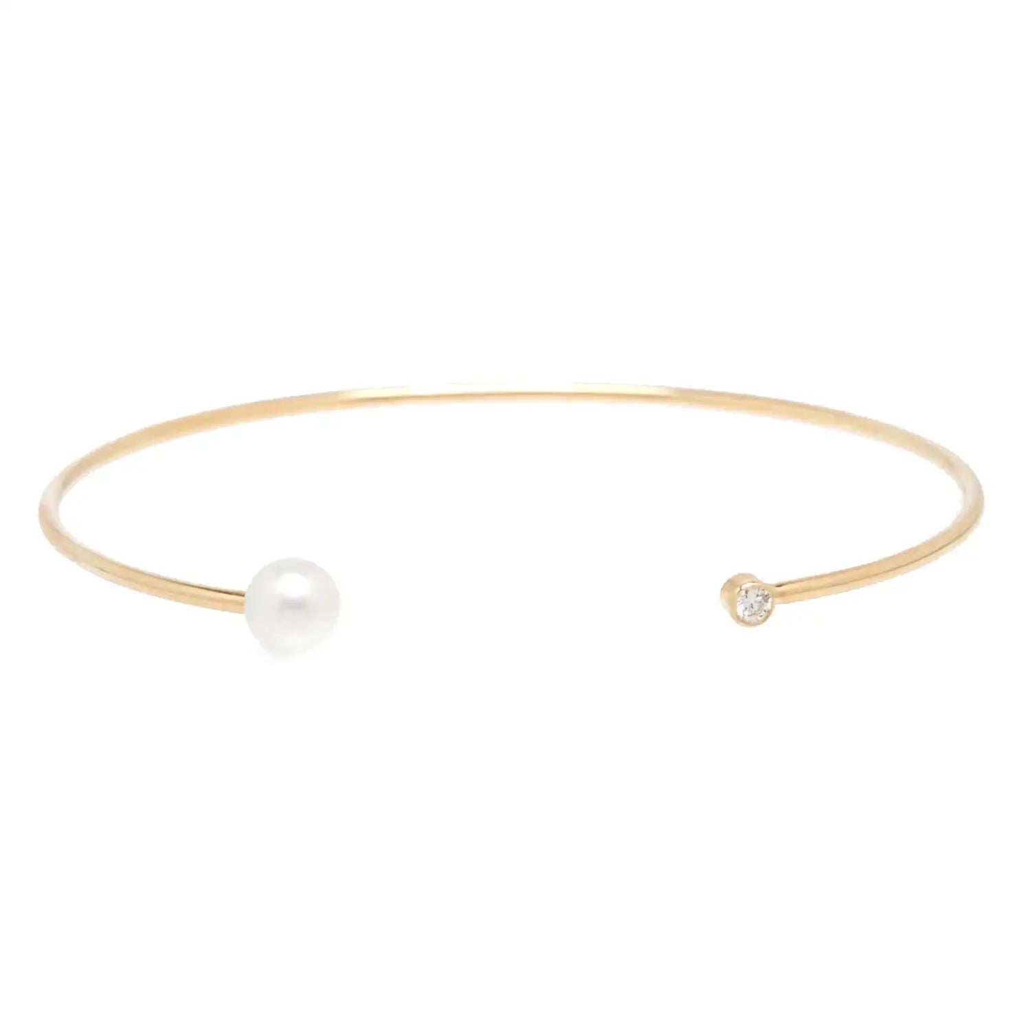 Handmade Diamond and Pearl Cuff Bracelet Sterling Silver Cuff Bracelet Women