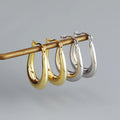 Fashion 925 Sterling Silver Simple Plain Heavy Chunky Punk U Shape Gold Plated Sterling Silver Hoop Earrings for Women