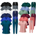 Comfortable Stretchy Hospital Nurse Doctor Scrubs Uniform Sets V Neck Short Sleeves Jogger Pants Custom Women Scrub Suits