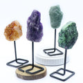Natural Raw Rough Stone Stand Gemstones Specimen Amethyst Healing Crystal Stone Display for Office Home Fengshui Decor