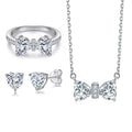 Fashion Silver Jewelry Set White Gold Plated Heart Cut Diamond Zirconia Ring Women Jewelry Sets for Party MegaBDM