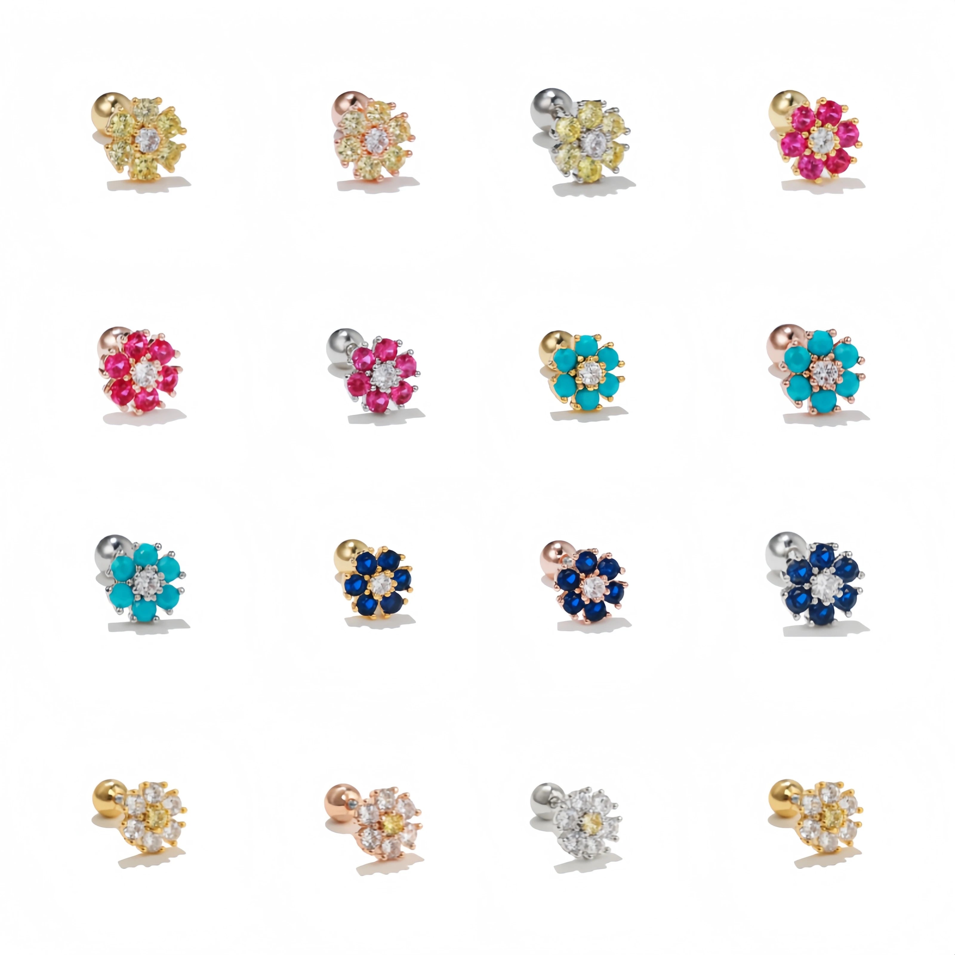 Zuola Wholesale Trendy Fine Jewelry Pastoral Metal Ear Bone Stud 18k Gold Plated Zircon Small Flower Earrings Titanium