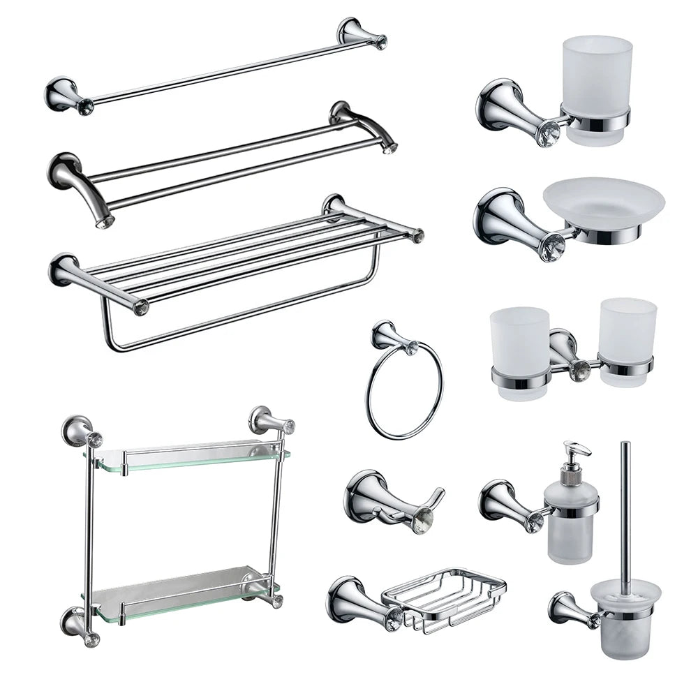 Hot Sale Modern Stainless Steel Wall Mounted Bathroom Accessory Set Brass for Home Hotel Use Includes Toilet Paper Holder Brush