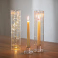 Glass Candle Holder Transparent Vertical Striped Decoration for a High-end Hotel Style Candlesticks
