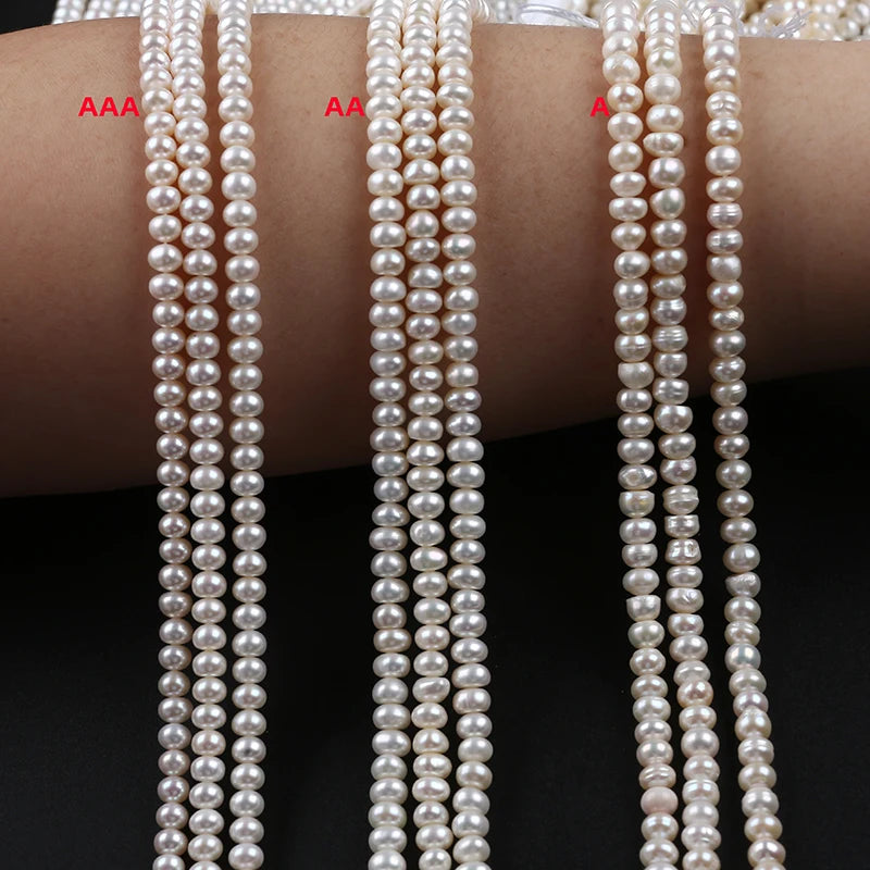 5-6mm 3A 2A a White Natural Loose Beads Real Fresh Water Button Pearl Strand