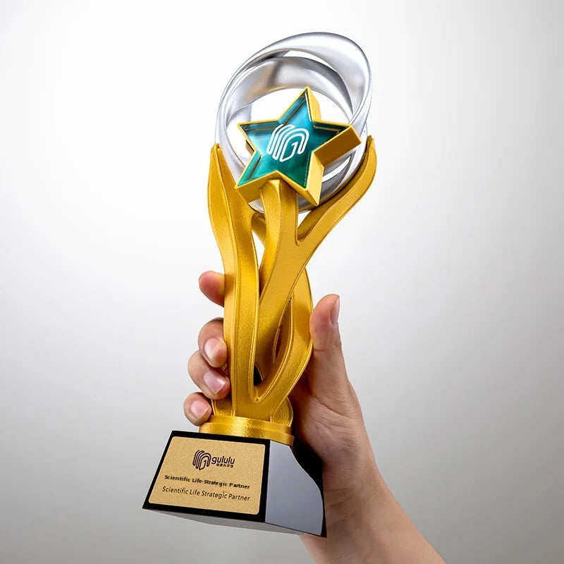 Custom 3D Printed Crystal Trophy Elegant 3D Crystal Award for Employee Company Annual Meeting Competition Engraving