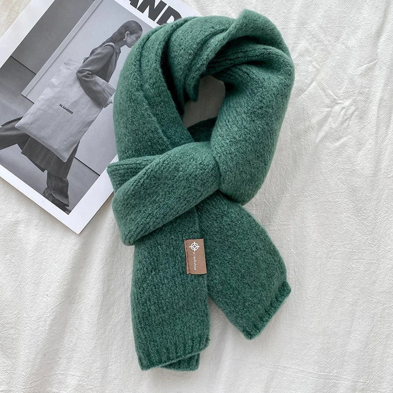 Milk tea color wool scarf blend knitting solid color couple scarf Korean thick warm all matching scarf