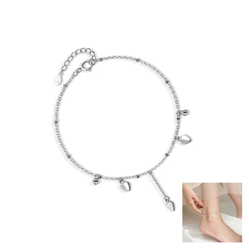 Boho Ankle Bracelets Love Heart Tassel Anklet  Barefoot Sandals Foot Jewelry for Women and Teen Girls