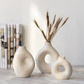 Modern Minimalist Small White Ceramic Vases for Decor Farmhouse Neutral Decor Vases for Shelf Living Room