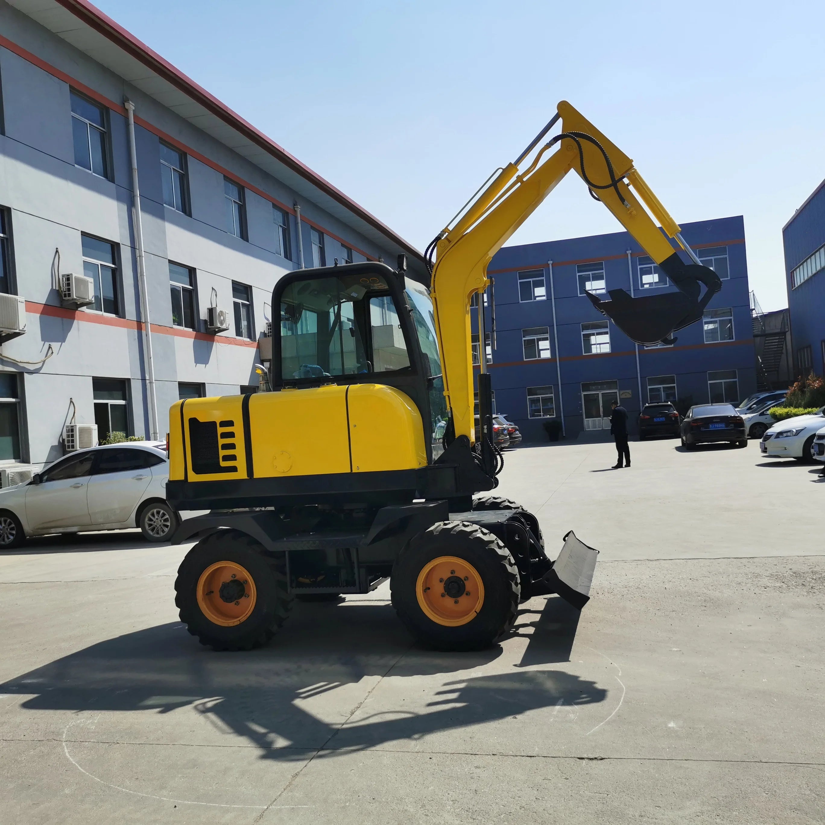 4 ton four wheeled excavator 4wd Building Construction Backhoe Front Loader Hydraulic Wheel Excavator for Sale