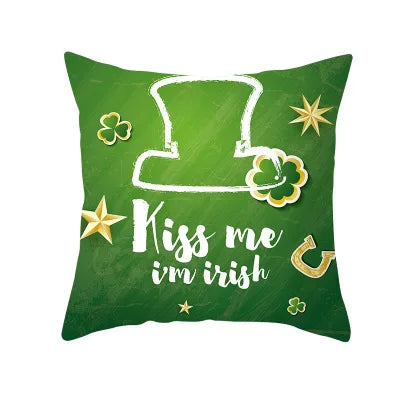 Customized Digital Printed Pillow Cover Green Lucky Clover Pillow Case St. Patrick's Day Cushion Covers
