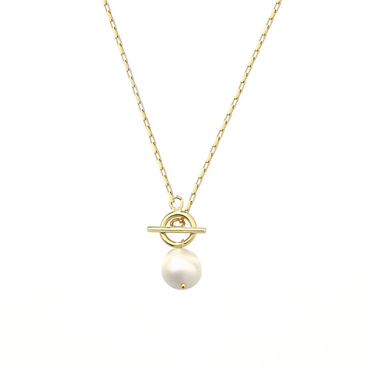 Simple Fashion Jewelry Stainless Steel Necklace Natural Pearl Charm Necklace