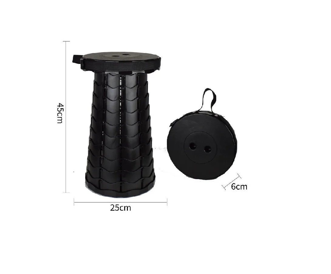 Upgraded Lightweight Seat 400Lbs Load Capacity Indoor Outdoor Retractable Folding Portable Chair Black Telescoping Stool for Bar