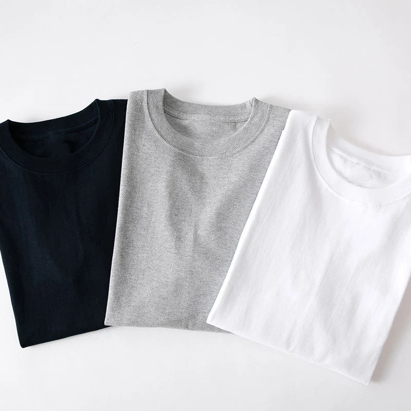 Spring Casual All-match 220g Cotton Long-sleeved T-shirt Loose Men's and Women's Solid Color Bottoming Shirt