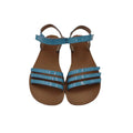 TipsieToes Women's Casual Slip-On Flat Spring Blue Genuine Leather Barefoot Daily Life Design Breathable Fashion Slides EVA