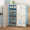 Portable Dustproof Plastic Shoe Rack Modern Design Tool-Free Assembly Large Capacity Extendable Blue White Door Living Warehouse