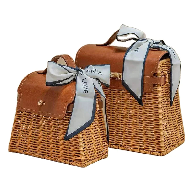 Natural Wicker Rattan Bags Bali Woven Seagrass Bag Hand-woven Rectangular Basket Ladies Women Wholesales Basket BEST in VIETNAM
