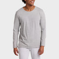 Slim Fit Solid T-Shirt Wide Shoulders Long Sleeves Lightweight Cotton Knitted Fabric O-Neck Collar Eco-Friendly Men's Casual