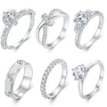 Jiangyuan Platinum Plated Classic Round Moissanite Ring  925 Sterling Silver Engagement Ring for Women D Color VVS1