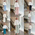Hot Sale Islamic Clothing Women Pants Knit Ice Silk Solid Color Full Cover Palazzo Modest Pants