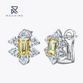 Rochime Cluster Yellow Gemstone Earrings S925 Silver Gold Plated 5a Zircon Jewelry for Women