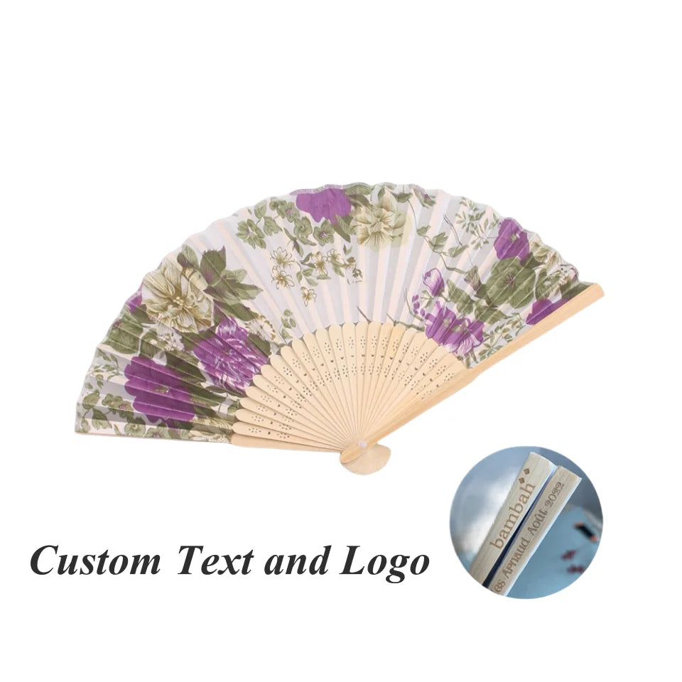 Wedding Promotion Silk Cloth Hand Fan Folding Fan Bamboo Hand Fan