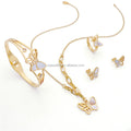 Designer Inspired Dubai Gold Plated Butterfly Shell Stainless Steel Sets Wedding Luxury Zirconia Jewelry Set