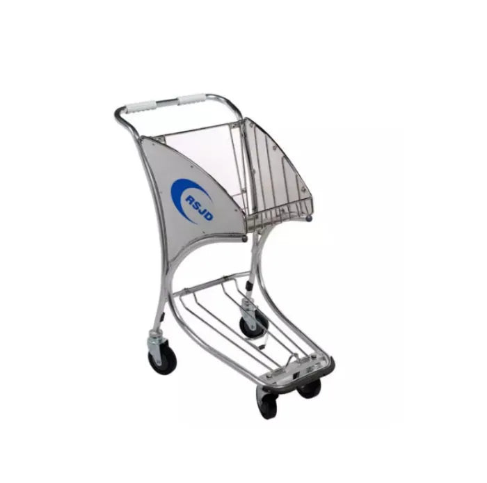 Steel Airport Aviation Shopping Push Cart Trolley With 4 Wheels