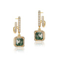 Luxury Gold Plated Sterling Silver Natural Green Moss Agate Stud Earrings Square Shape Wedding Party Jewelry Women MegaBDM