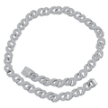 Best Selling Hip Hop Jewelry 14mm Men's Silver Necklace Miami Cuban Chain Ice Out Diamond Necklace