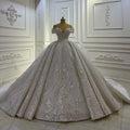 Jancember CJ059 Vintage Princess Lace Appliqued Flower Ball Gown Dress Women Wedding