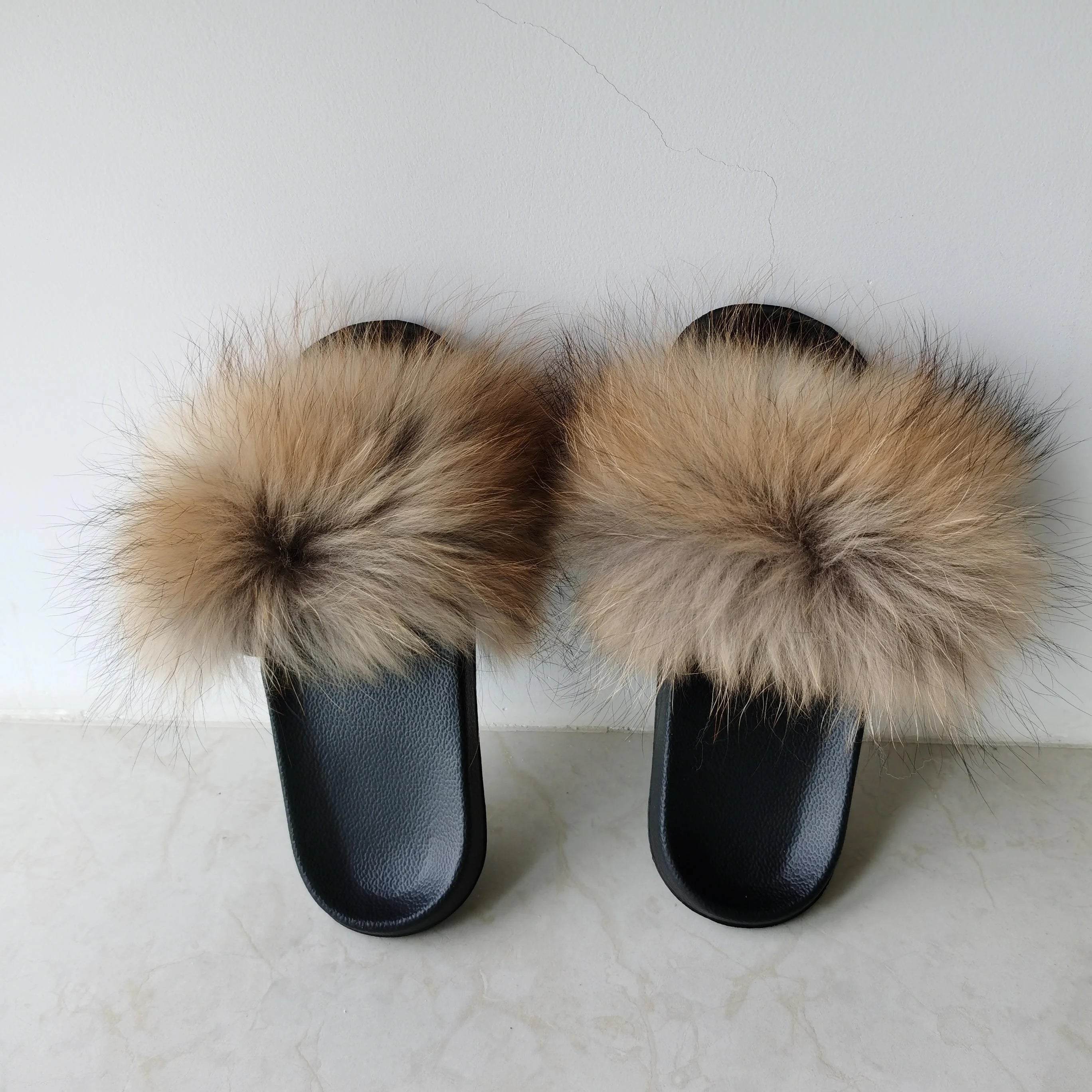 Women's IRWOODS Superior Quality Spring Summer Autumn 36-45 Indoor Flip Flops Real Fox Fur Breathable Anti-Slippery Lightweight