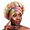 News African Big Braid Head Wrap Headwrap Bonnet Headscarf Hat Twist Turbans for Ladies Laser Colorful Sponge Toque