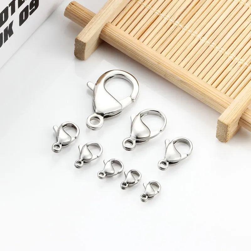 Sliver Color Jewelry Clasp Connector Stainless Steel Lobster Clasp Hook Claw Clasp Findings for Bracelets Necklace