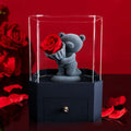 New Creative Plush Bear Gift Box Valentine's Day Gift Eternal Flower Confession Bear Jewelry Box Jewelry for Girlfriend and Wife