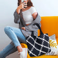 2023 New Style Wholesale Beach Bag Neoprene Woven Tote Bag Hand Make Weave Bag Handmade Neoprene Tote