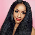 Kinky Straight 13X4 13x6 HD Lace Front Wigs 100% Human Hair 180% Density Yaki Straight Lace Frontal Wig Natural Black