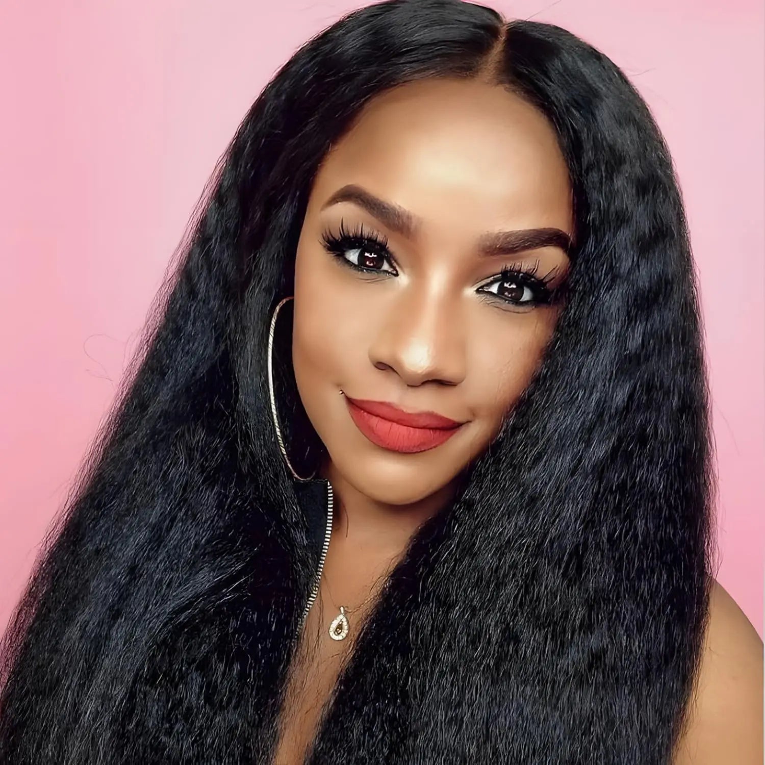 Kinky Straight 13X4 13x6 HD Lace Front Wigs 100% Human Hair 180% Density Yaki Straight Lace Frontal Wig Natural Black