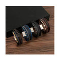 Fashion Men's Stainless Steel Leather Bracelet With Magnetic Clasp Handmade Woven Multilayer Leather Bracelet