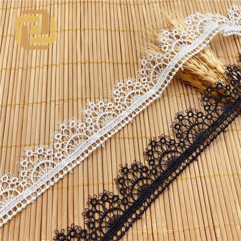 High Quality Polyester Silk Voile Barcode Lace Wedding Accessories Single Side Computer Embroidery for Garment Decorations