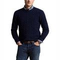Custom Design Logo Knitted Pullover Top Knitwear Long Sleeve Crew Neck  Men's Cable Knit 100% Cotton Sweater