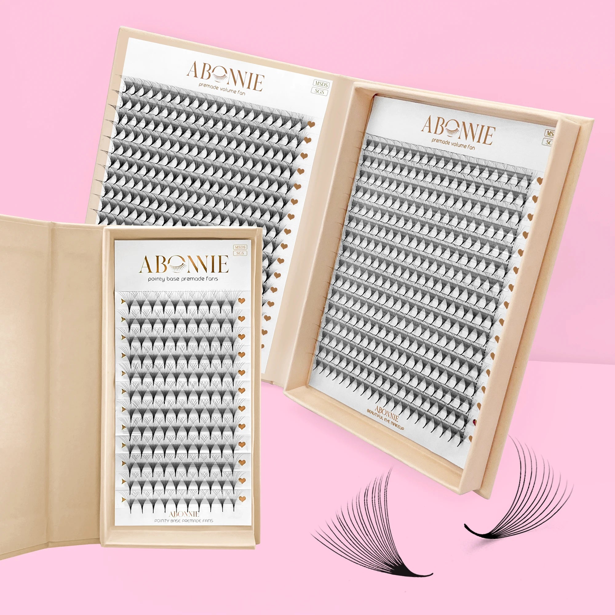 Abonnie Dd Curl Pre-made Lashes Extension Narrow Promade Fan Long Short Stem Pre Made Lash Fans Pointy Base Premade Volume Fans