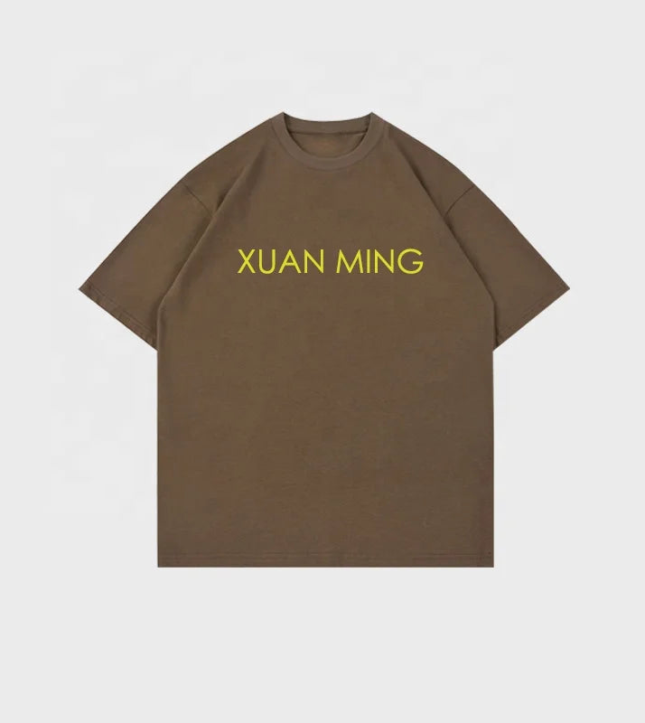 Casual Heavyweight Cotton Tees Men 280g Custom Foam Puff Print Tshirts for Man Blank Screen Unisex Crop Top Short Sleeve T Shirt
