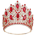 Big Gold-Plated Rhinestone Tiara Miss World Wedding Pageant Jewelry Headpiece Tall Universe Crowns for Women Queens Anniversary
