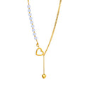 Fancy Jewelry Gold Plated Pearl Beaded Irregular Choker Necklace No Fade Stainless Steel Love Heart Pendant Necklace Women