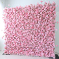 E 8ft X 8ft Wedding Back Drop Decor Pink Floral Wall Panel 3D Roll up Artificial Silk Rose Flower Wall Backdrop for Party Event