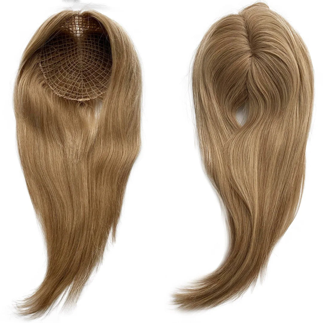 Women Fish Net Topper Double Drawn Virgin Human Topper Fish Net Base Topper with Balayage Colors