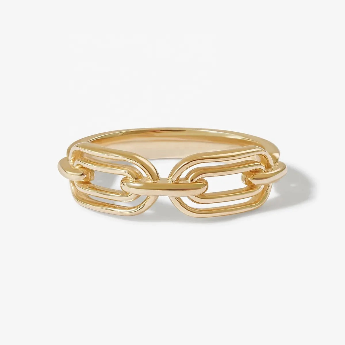 LOZRUNVE 925 Sterling Silver Gold Jewelry Minimalist Fashion Oval Link Chain Ring